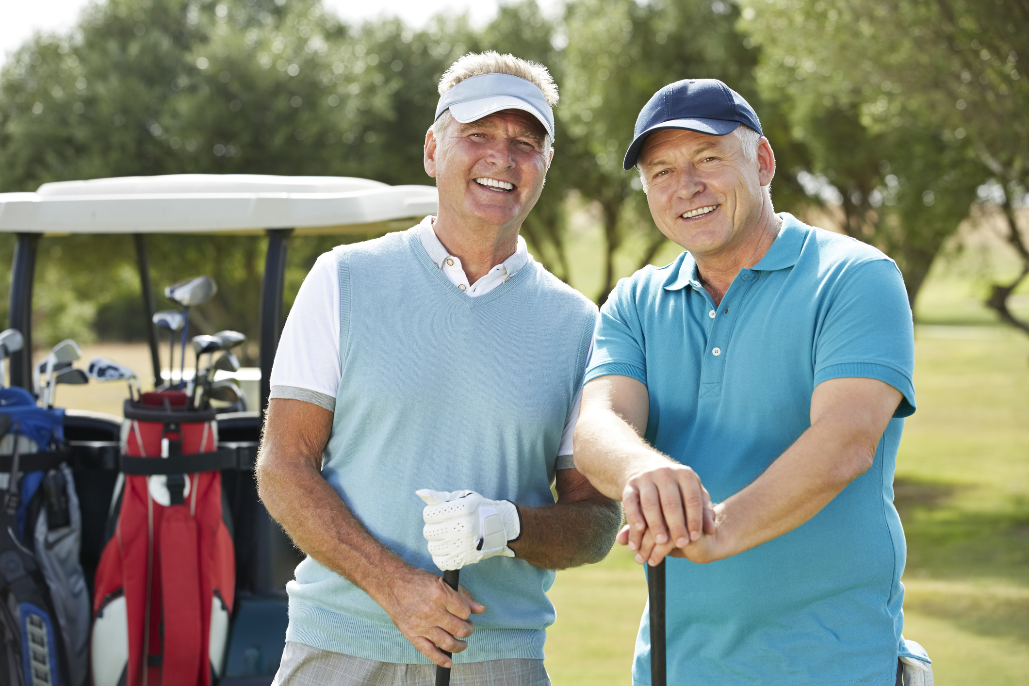 Senior men on golf course